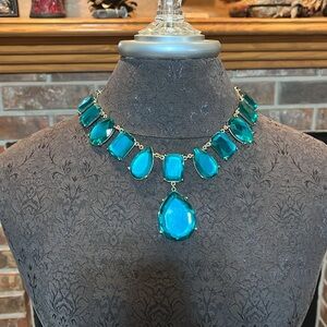 Beautiful Teal Green and Gold Necklace